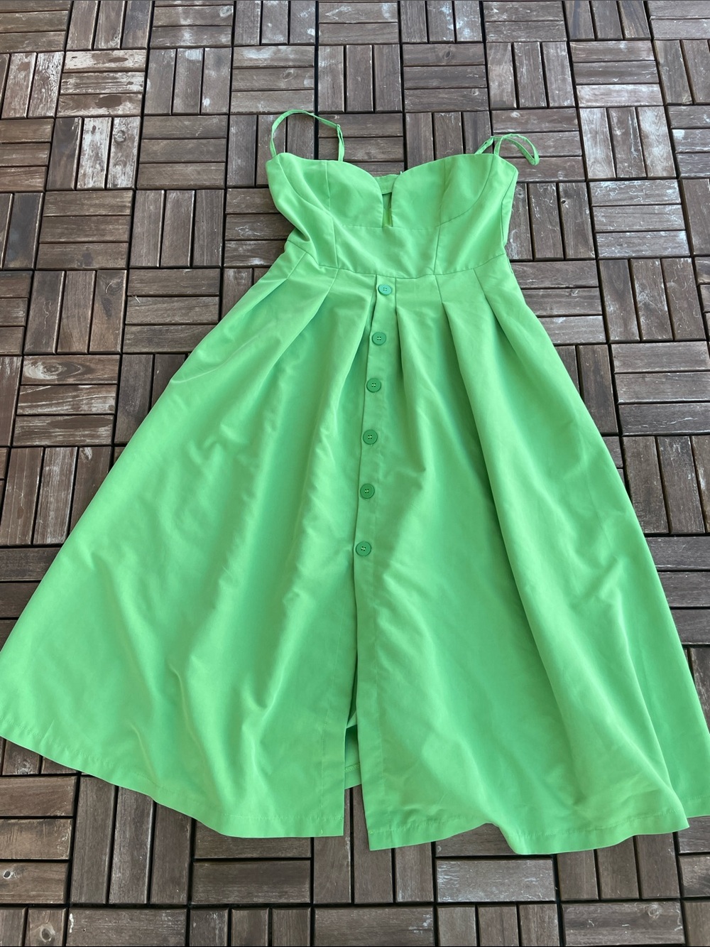 Bright Lime Green Button-Front Sundress